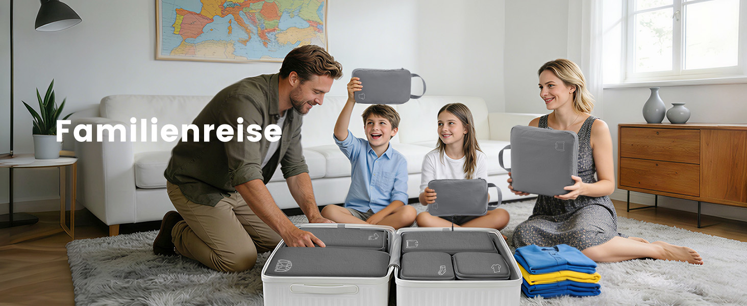 Набір компресійних органайзерів для валізи та рюкзака з нейлону, дорожні сумки-пакувальники для одягу, сірі, 5 предметів