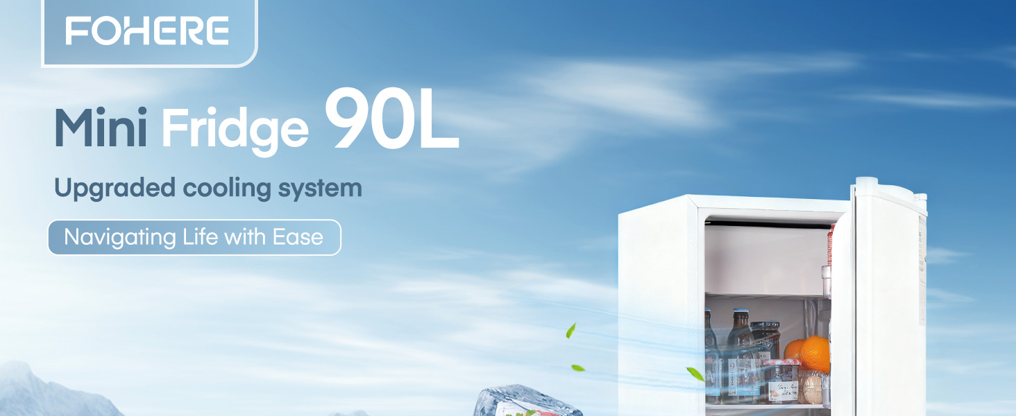 Компактний холодильник FOHERE на 90л з морозильною камерою, регулюванням температури (7 рівнів) та відділенням для овочів, білий
