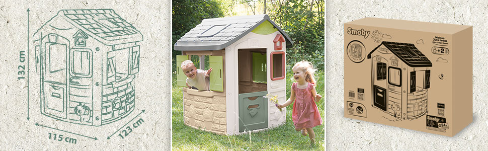 Дитячий будиночок Smoby Life Jura Lodge (115x123x132 см) з переробленого пластику - вуличний будиночок для ігор, годівниця для птахів, від 2 років