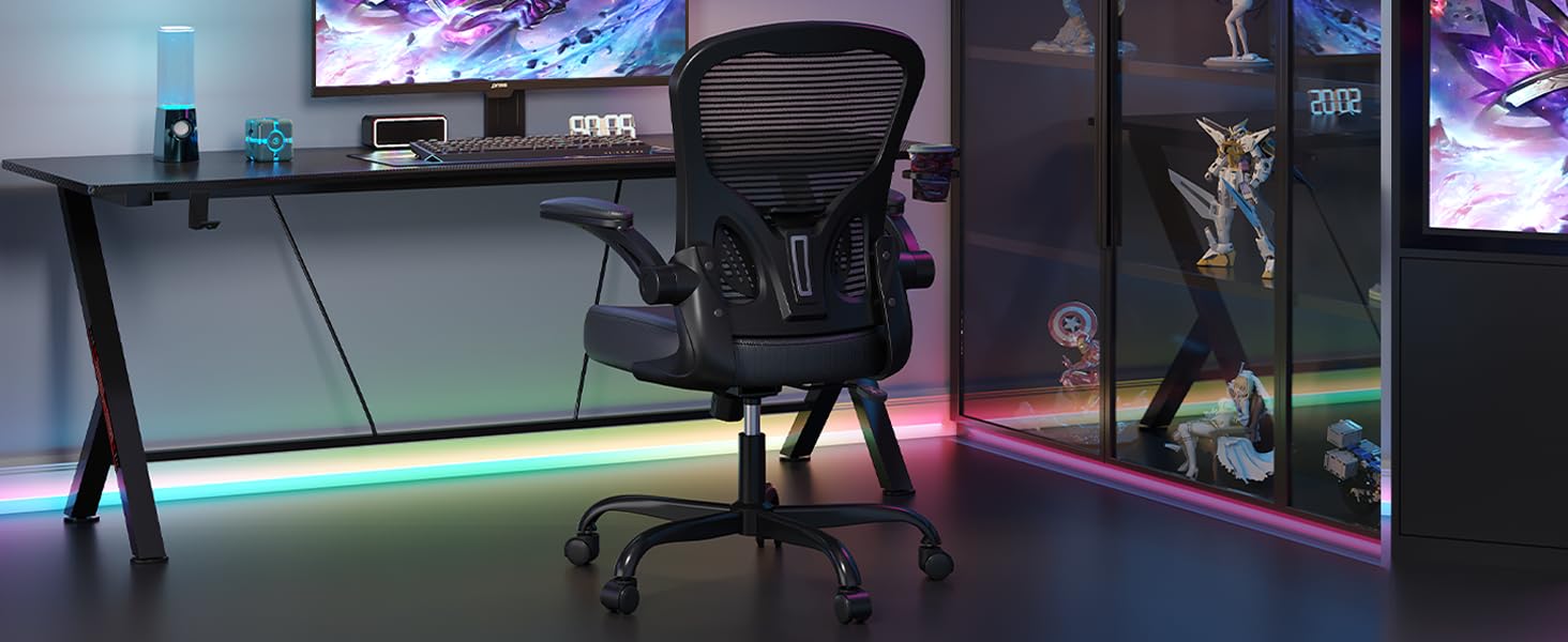 Офісний стілець Synorla ергономічний з підтримкою спини, до 150 кг, поворотний, чорний