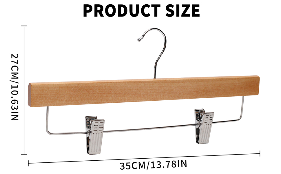 Дерев'яні вішалки для штанів LANSHINE, 20 шт. з антиковзними зажимами, 360° обертання, для штанів, спідниць та піджаків