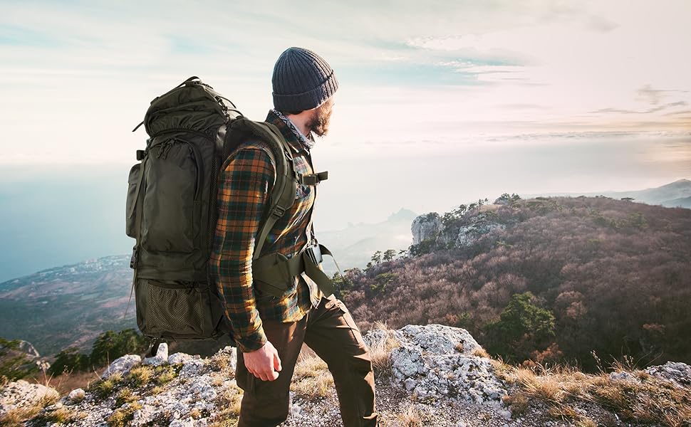 Трекінговий рюкзак Armybag Вуличний рюкзак 65 літрів та блискавка YKK Туристичний рюкзак для ваших пригод Жіночий та чоловічий туристичний рюкзак великий Водонепроникний рюкзак з ідеальною системою перенесення Military Green