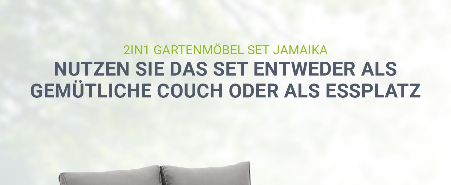 Набір садових меблів Juskys Jamaika 2в1: стіл та диван-крісло для балкона/саду - сірий