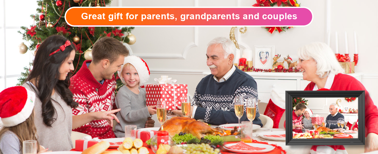 Цифровий фоторамка Frameo з Wi-Fi, 10.1 дюйма, 32GB, IPS сенсорний екран, HD 1280x800, автоматичне обертання, для фото та відео