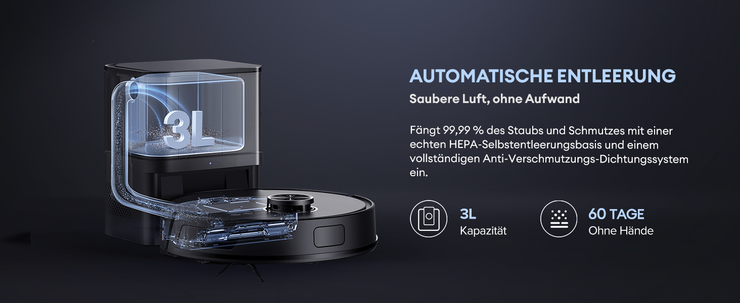 Робот-пилосос Ultenic T10 Lite з функцією миття, LiDAR-навігація, 5000Pa потужність всмоктування, 180 хвилин роботи, для шерсті тварин, килимів та твердих підлог