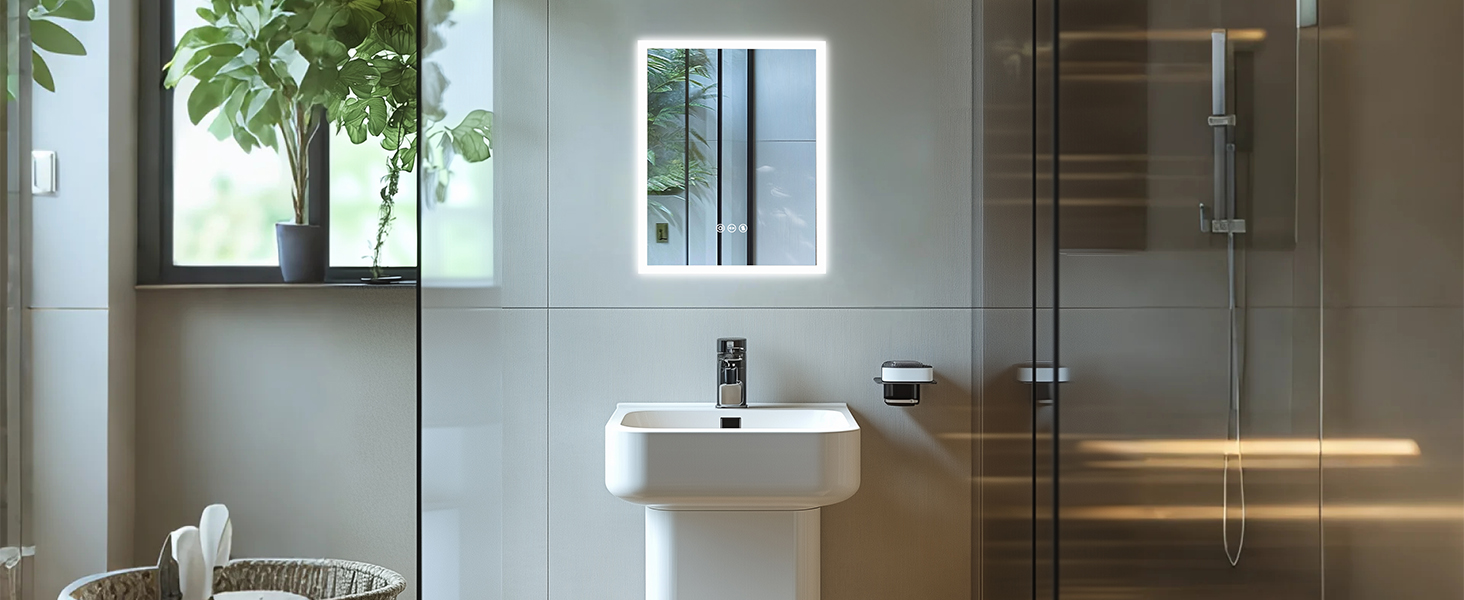 Дзеркало для ванної кімнати LED LUVODI 40x50 см з підсвічуванням, сенсорне керування, 3 кольори, регулювання яскравості, антизапарник