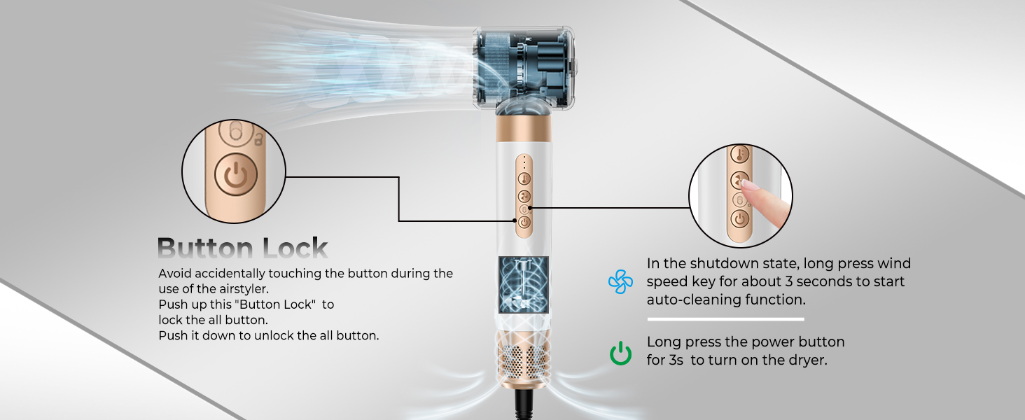 Mogawave Airstyler Pro 1000W – 5-в-1 Фен-щітка, Стайлер для волосся з негативними іонами (біло-сірий)