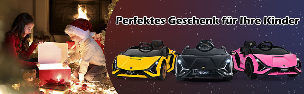 Дитячий електромобіль Lamborghini 12V COSTWAY з пультом, MP3, музикою, LED-фарами, рожевий, для дітей 3-8 років