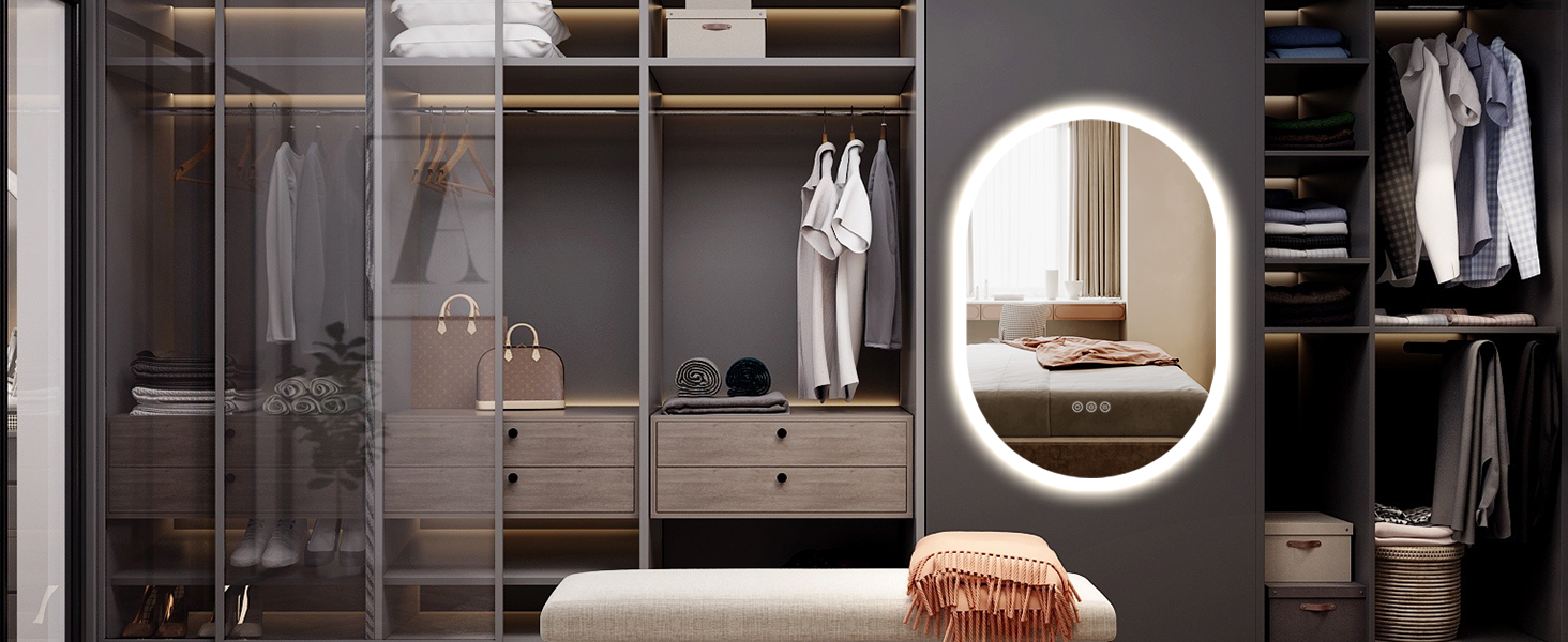 Дзеркало для ванної кімнати ChillCruiser LED круглої форми 50 см з чорною рамою, антизапар, 3 кольори, функція пам'яті