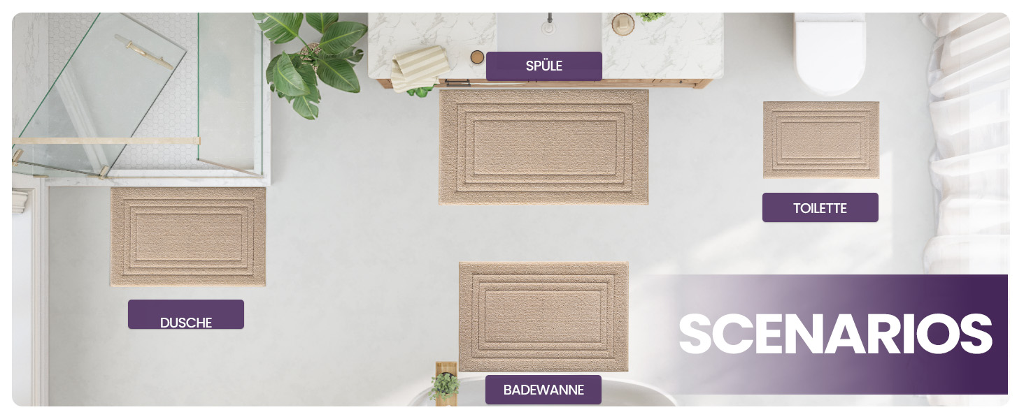 Килимок для ванної кімнати DEXI, м'який, нековзний, пральний, 50 x 80 см, бежевий