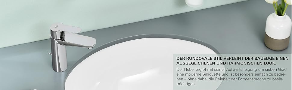 Змішувач для ванної кімнати GROHE BauEdge, водозберігаючий, хром, 15 см, з керамічним картриджем