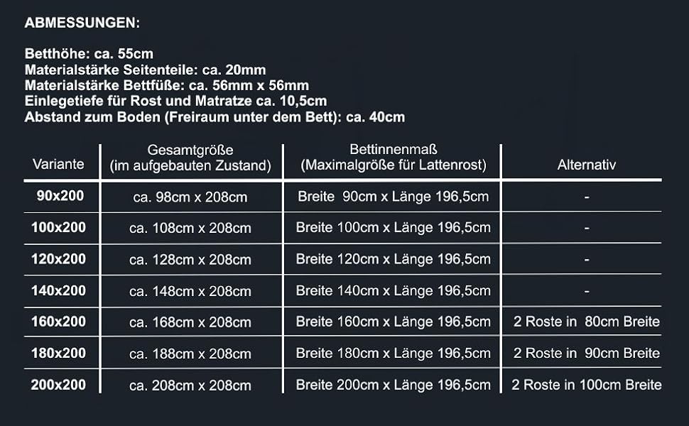 КУШЕТКА Високе ліжко Ліжко з масиву дерева 140x200 Дерев'яне ліжко Старше ліжко дерево 140см (140 х 200 см, висота ліжка 55см) 140 х 200 см Висота ліжка 55см