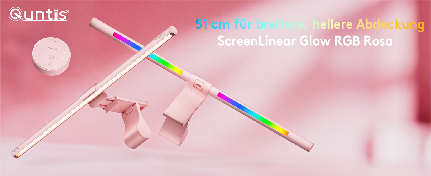 RGB-лампа для монітора Quntis 51 см з підсвічуванням, пультом керування, 15 режимів, для геймінгу, USB, для ПК, офісу