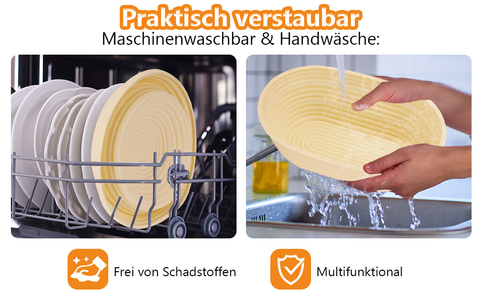 Набір для бродіння тіста Brotgar з силікону (23см круглий & 25см овальний) – для закваски, з лопаткою, ніжчиком, тканиною для бродіння – складний, гігієнічний, для початківців та професіоналів (10шт)