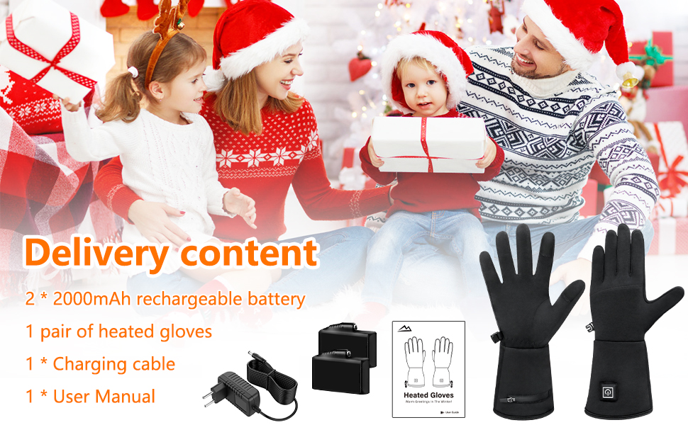 Електричні гріючі рукавички для жінок та чоловіків, USB, 3 режими нагріву, сенсорний екран, водонепроникні, чорні (XL/XXL)