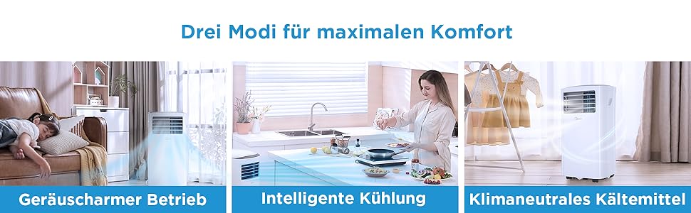 Кондиціонер Midea Silent Cool 26 Pro, 9000 BTU, 2,6 кВт, до 33, APP/Alexa/Google, з вихлопним шлангом