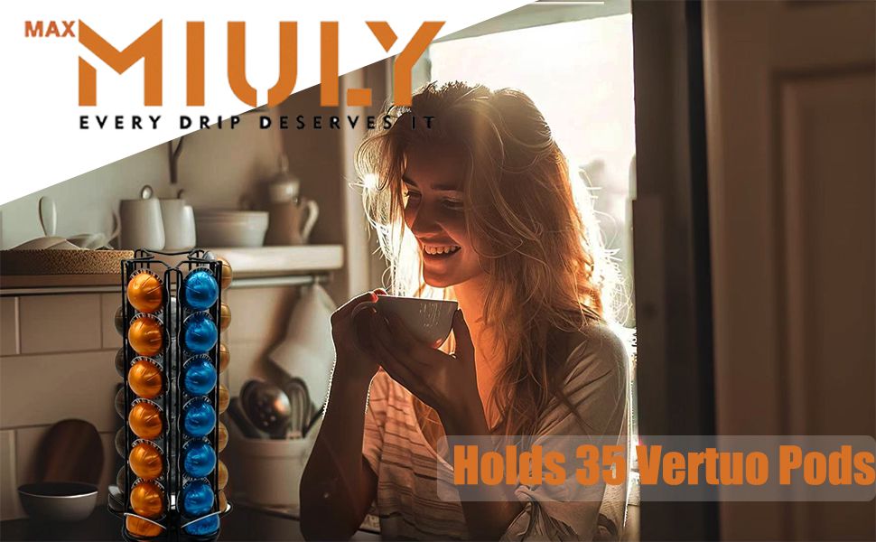 Тримач для капсул Vertuo MaxMiuly (35 шт), обертається, для зберігання капсул кави Vertuo, сумісний з Nespresso (Чорний)