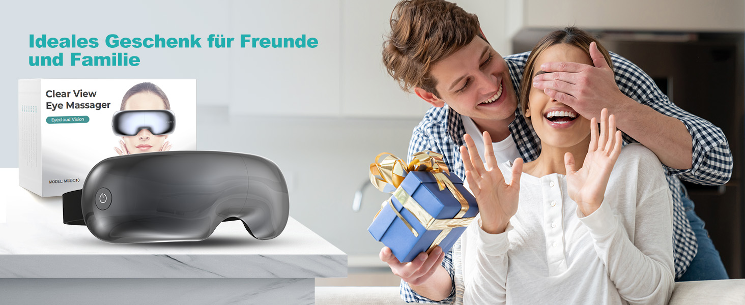 Масажер для очей Aspria® Eyecloud Vision з підігрівом та Bluetooth, видимий дизайн, масаж повітрям, розслаблення очей для втомлених/сухих очей, подарунок для жінок, чоловіків, друзів та сім'ї