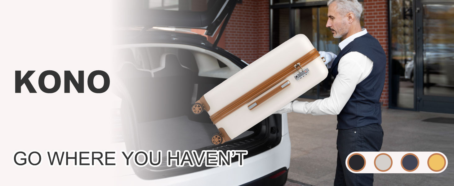 Валіза KONO з ABS пластику, 75 x 48 x 29 см, білий, з TSA замком