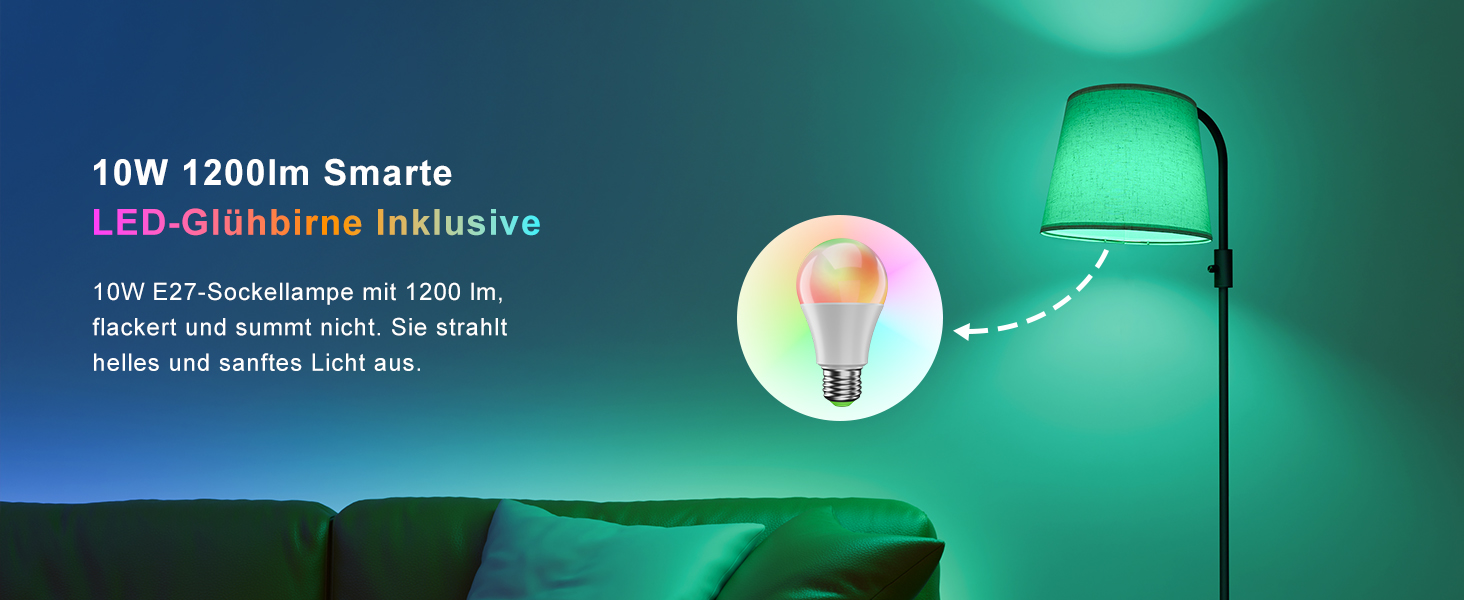 Світлодіодна торшер DUSKTEC RGB для вітальні, смарт-лампа з димером, керування через додаток, тепле та холодне біле світло, 10W, 1200LM, аркова лампа для читання, приліжкова лампа