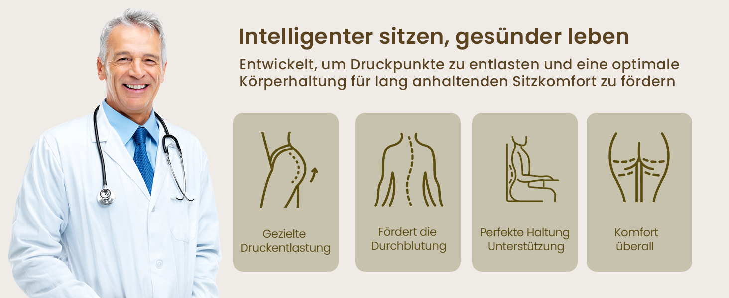 Ортопедична подушка для сидіння Benazcap для геморою, куприкового болю, ішіасу та вагітності. Зменшує біль, підходить для офісного крісла, авто та інвалідного візка. Чорний колір.