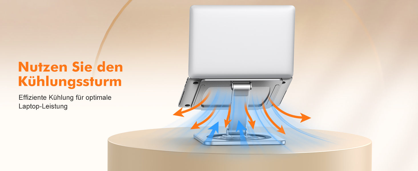 Підставка для ноутбука з поворотним столом 360°, регульована, ергономічна, з вентиляцією, складний тримач для кулінарної книги, сумісна з MacBook Air/Pro (10-16')