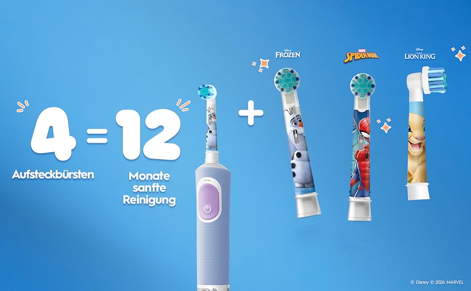 Дитяча електрична зубна щітка Oral-B Pro Kids 3+ Король Лев, біло-червона (набір 8 шт.)