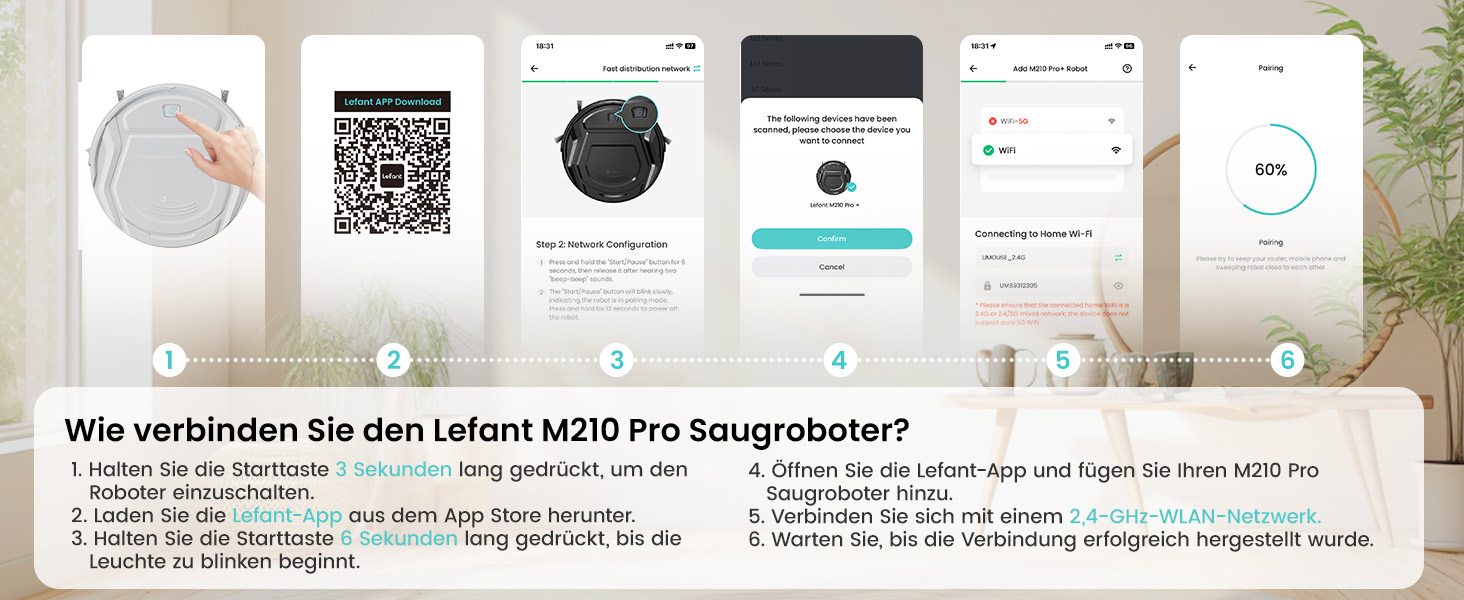 Робот-пилосос LEFANT M210P: потужний, для твердих підлог, з Wi-Fi, Bluetooth, Alexa, 2200Pa, без функції вологого прибирання