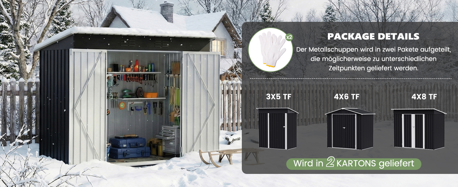 Садовий будинок UDPATIO металевий 4 м³ 228x121x181 см для двору, гараж для велосипедів, оцинкована сталь, двері з замком, темно-сірий