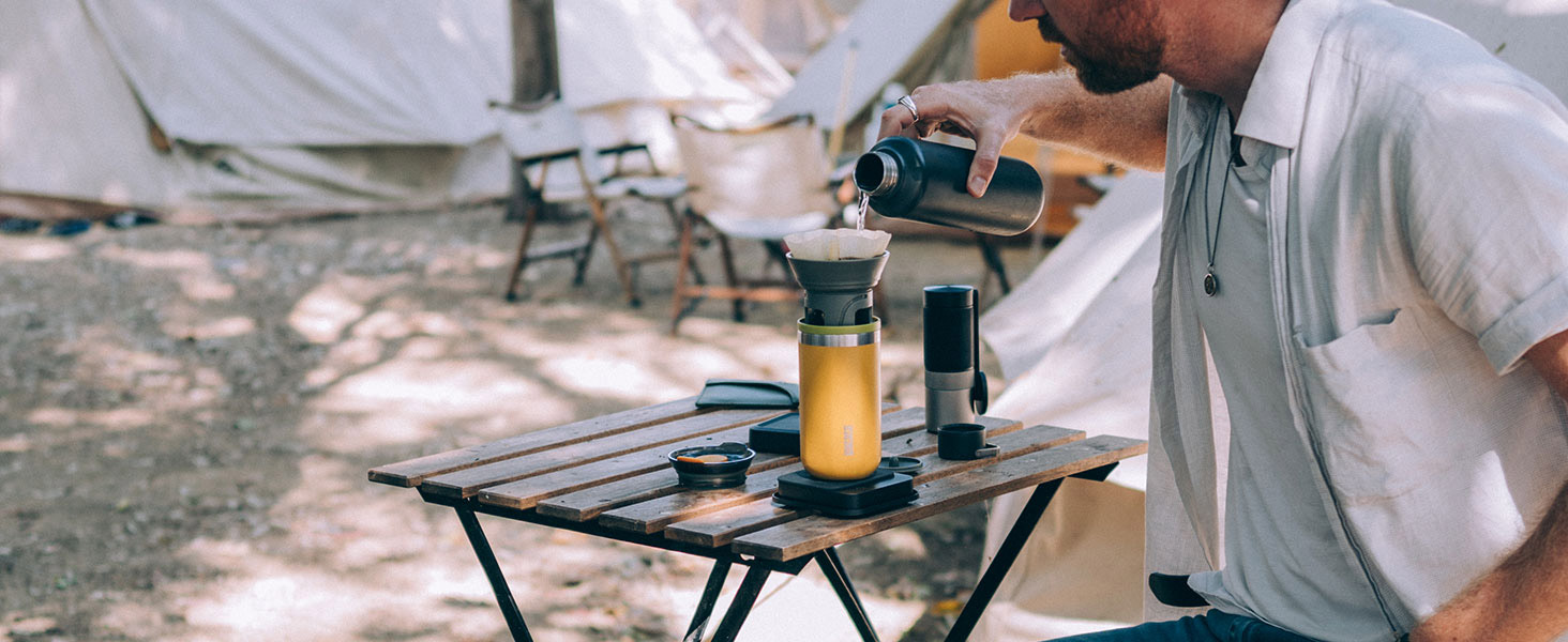 WACACO Octaroma Lungo: вакуумний термос для кави, 300 мл, жовтий