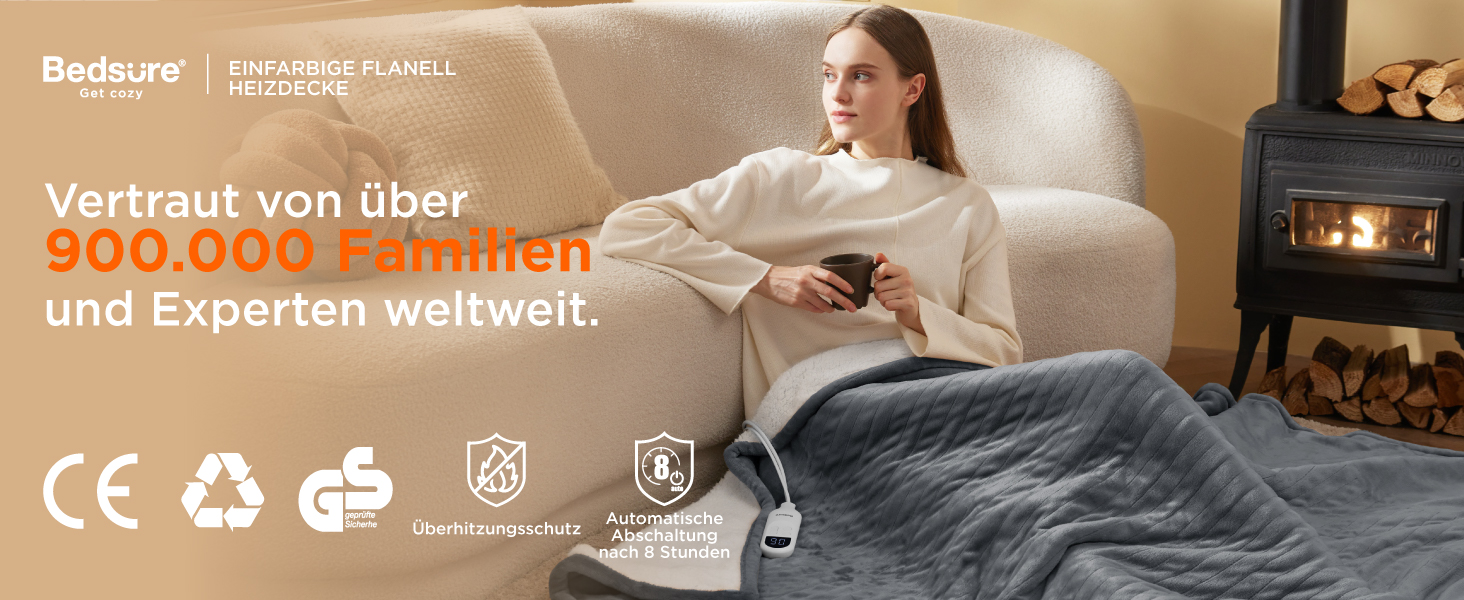 Електрична ковдра BEDSURE з автовимкненням, 130x180 см, сіра - тепла подарунок для мами на Різдво
