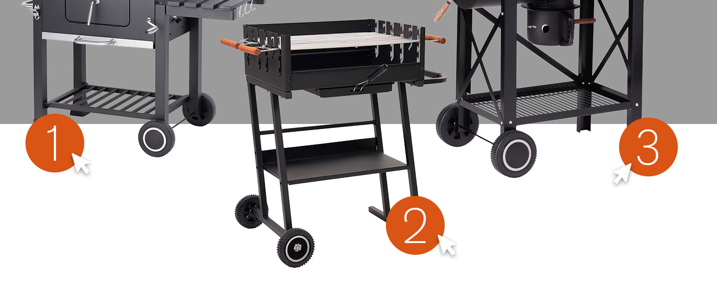 Мангал Tarrington House Brigida з чавунною решіткою, сталь, 2 регульовані решітки, на колесах, чорний