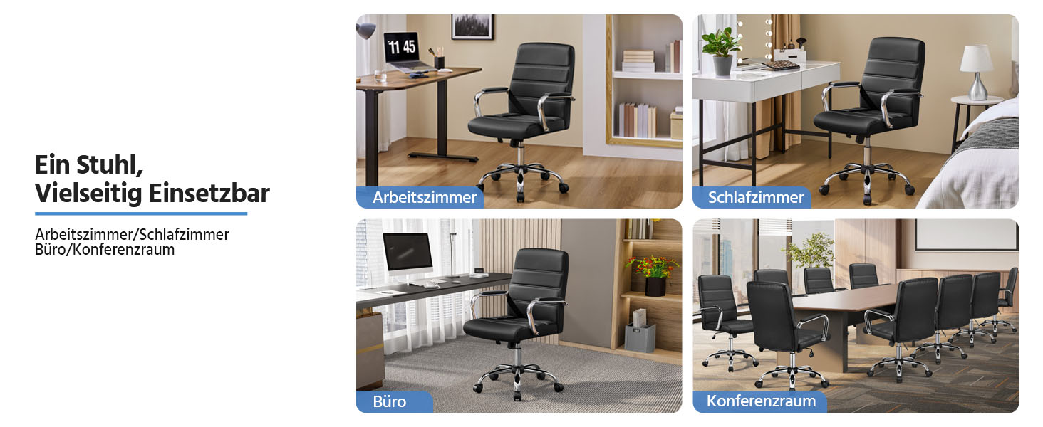 Крісло офісне Yaheetech чорне з підлокітниками, регульоване, на коліщатках для дому/офісу