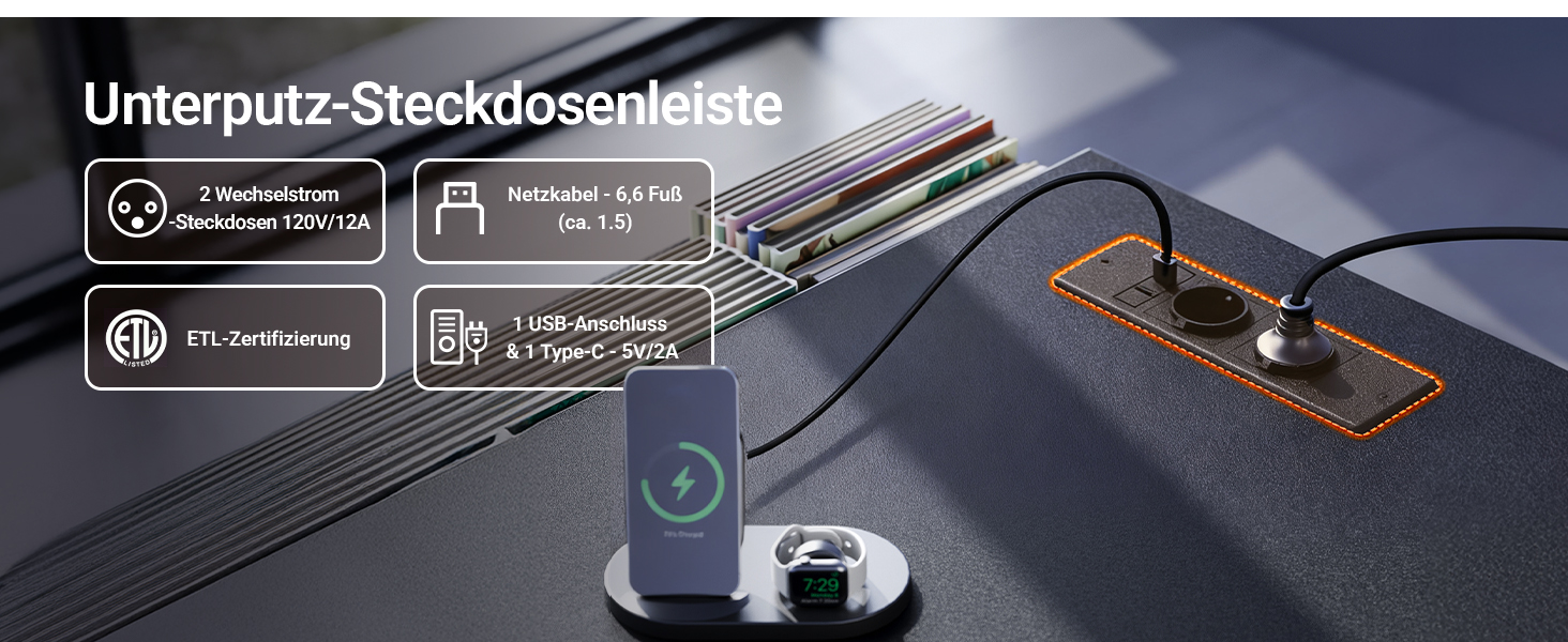 Комп'ютерний стіл Claiks з 3 шухлядами, 100x60 см, з розетками та USB, для дому та офісу, чорний