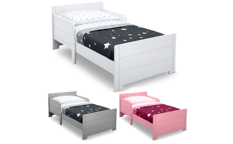 Дерев'яне дитяче ліжко URBNLIVING з бортиками для безпеки, для дівчаток та хлопчиків, в стилі Rose