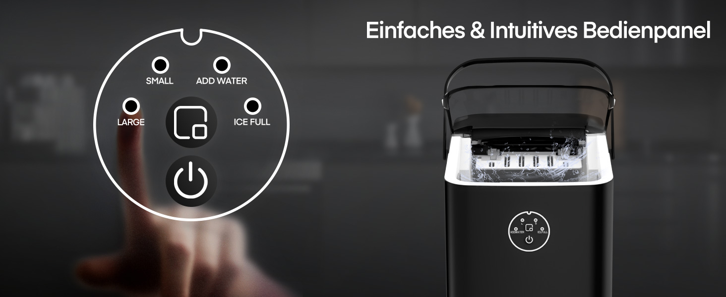 Льодогенератор Fohere 14 кг/24 год, швидке виробництво льоду (5 хв), 2 розміри кулеподібного льоду, самоочищення, з ручкою, лопаткою та кошиком для вечірок, офісу, кемпінгу - Чорний