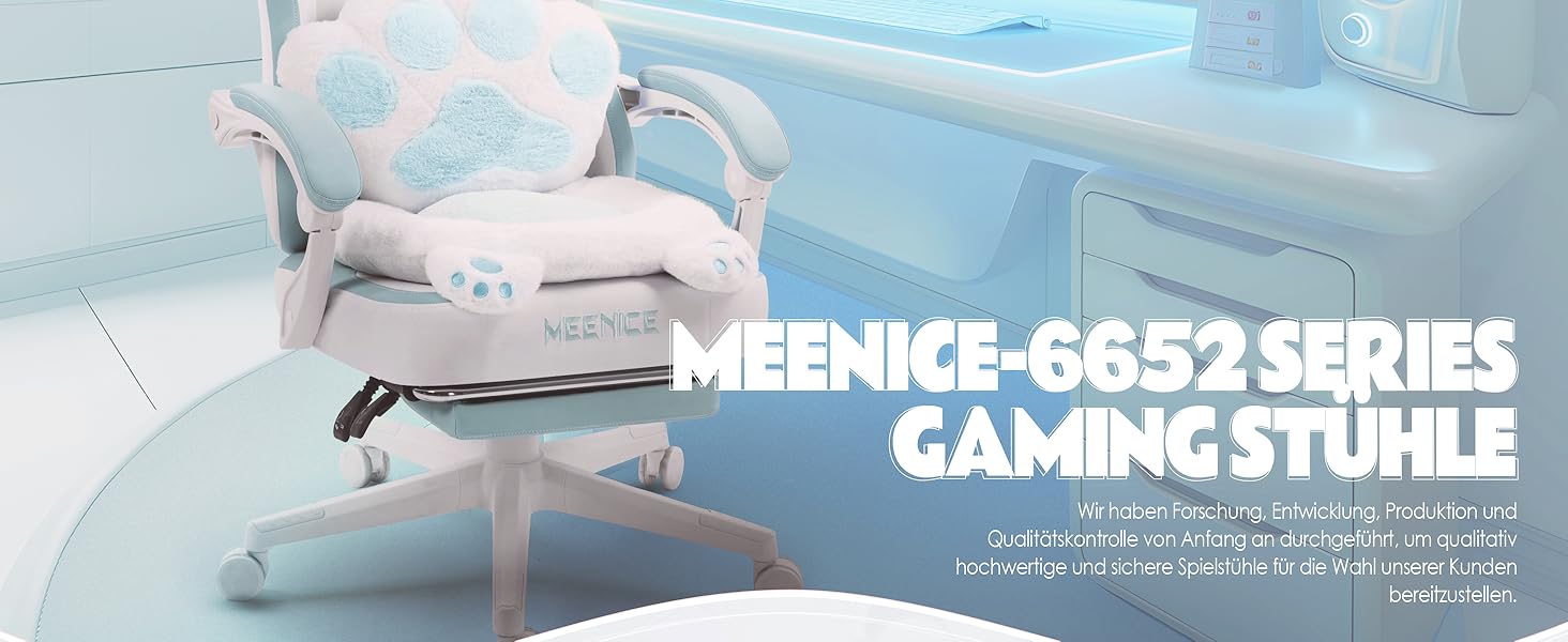 Ігровий крісло MEENICE рожевий з котячими вушками та подушкою для попереку, для дітей та дорослих, 200 кг, з підніжкою, комфортний ПК стілець