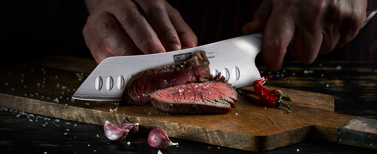 Японський ніж Сантоку HOSHANHO - професійний кухонний ніж з нержавіючої сталі з ергономічною ручкою, подарункова упаковка