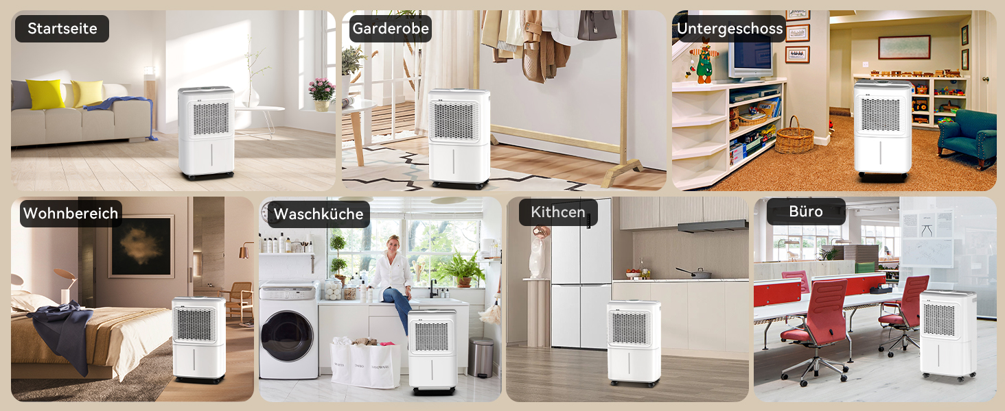 Електричний осушувач повітря Crecolife 12L/24h, 190W, для приміщень 20м², з цифровим дисплеєм та сенсорною панеллю управління, 3 режими осушення, 2 варіанти зливу, таймер 24h