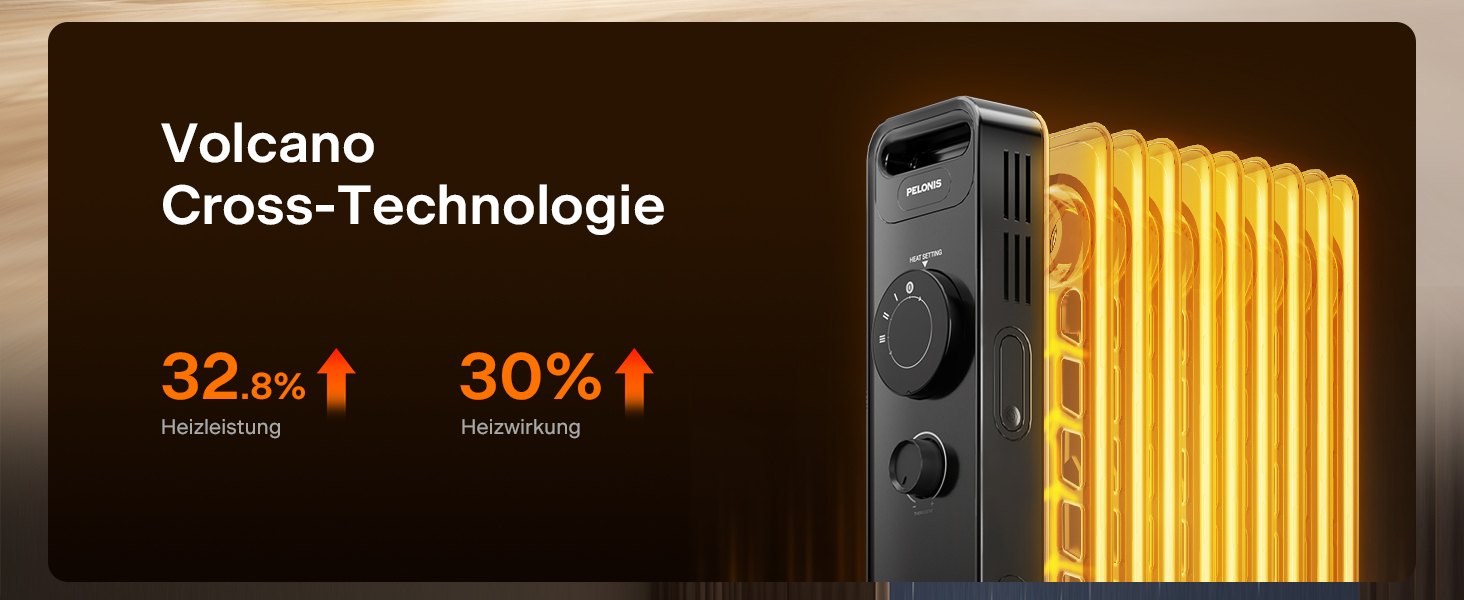 Масляний радіатор PELONIS 2300W з J-подібними ребрами, 3 режими нагріву, термостат, тихий, з захистом від перекидання, енергоефективність A, для спальні, вітальні, офісу, 11 ребер, чорний (без пульта)