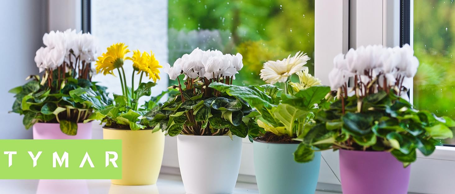 Пластиковий горщик для квітів Tymar з вкладишем, великий (Антрацит DBHER, діаметр 30 см)