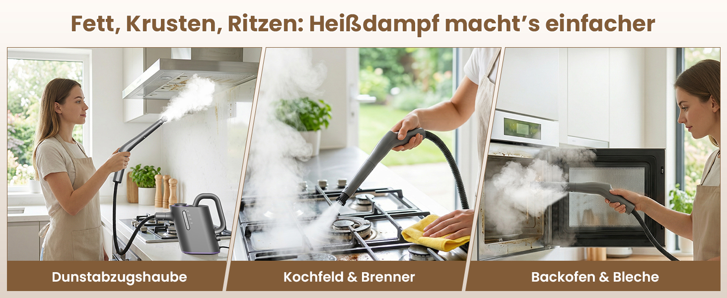 Портативний відпарювач 550 мл, 1500 Вт, з аксесуарами, для кухні, ванної, вікон, авто та оббивки (фіолетовий)