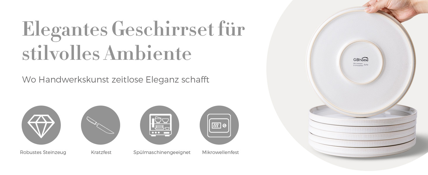 Набір посуду GBhome з реактивної глазурі для 4 осіб (12 предметів), ручної роботи, бежевий колір, миючий посуд, безпечний для мікрохвильової печі, комплект тарілок та мисок