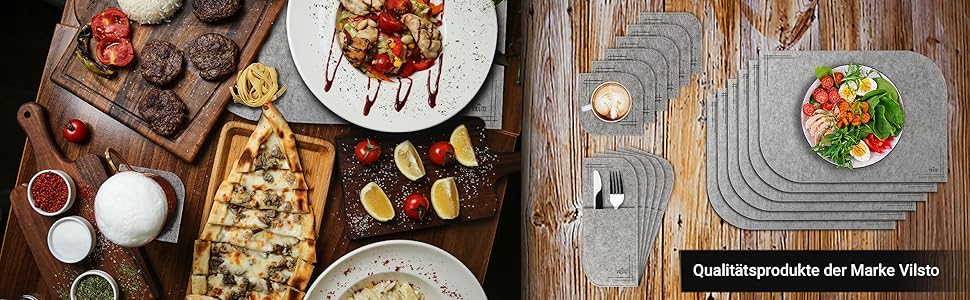 Набір підставок під посуд VILSTO, 18 шт., фетр, миючі, для столу, кухні, зелений (світло-сірий)