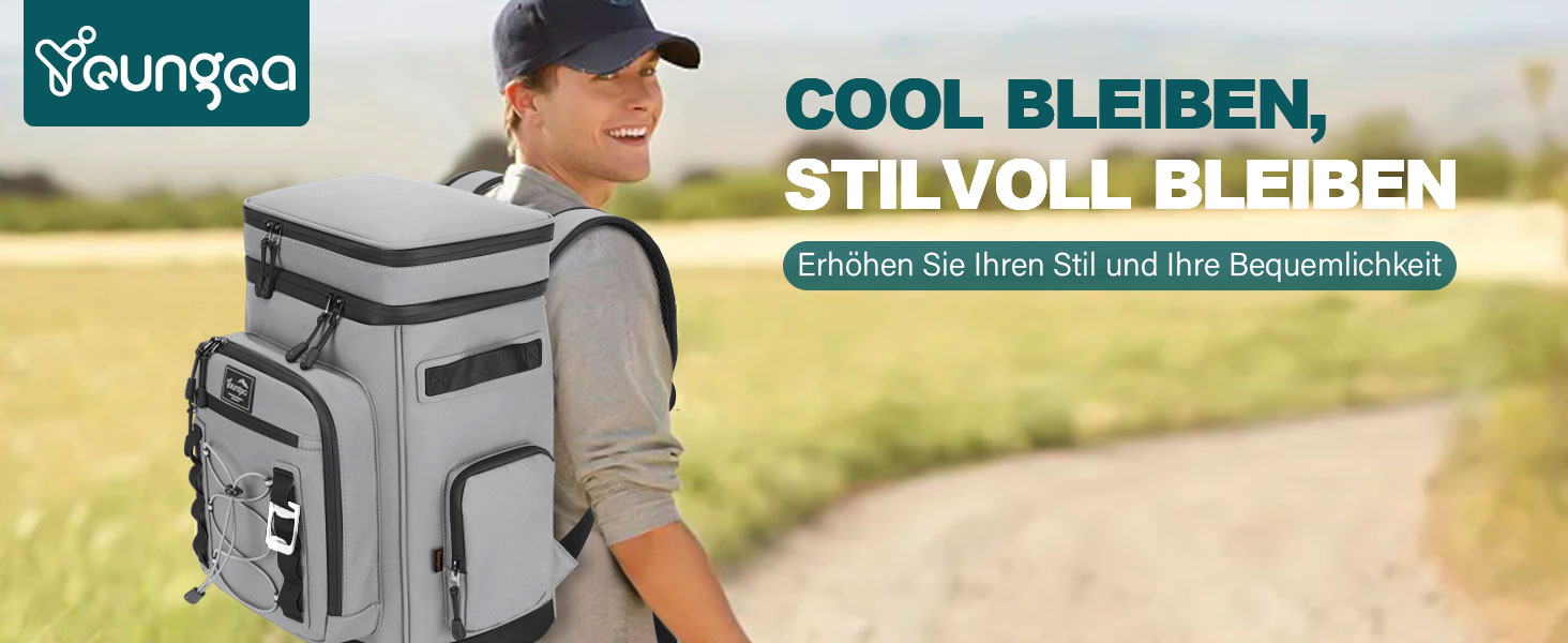 Рюкзак-холодильник 30L, водовідштовхуючий, для пікніків, пляжу, кемпінгу, відпочинку на природі (зелений/сірий)