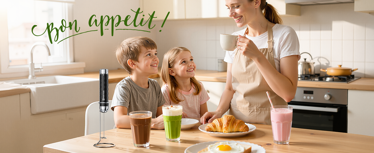 Електричний пінний вершковий вінчик Maestri House LunaFro 2.0, бездротовий, з регулюванням швидкості, чорний