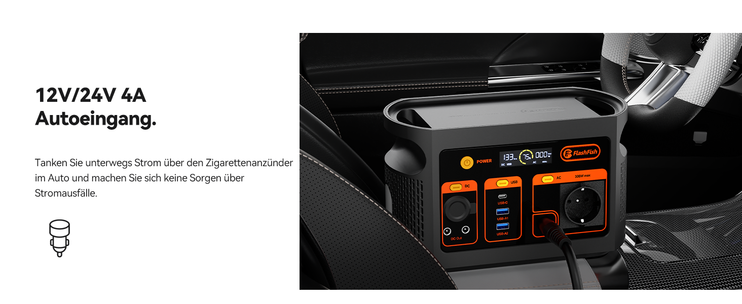 Powerstation FlashFish E103: 300W, 179.2Wh LiFePO4, 3000 циклів, 230V AC, для кемпінгу та подорожей