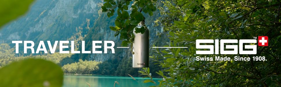 Вулична пляшка для пиття SIGG Traveller (1 л), що не містить забруднюючих речовин і герметична пляшка для пиття для піших прогулянок, легка спортивна пляшка для пиття з алюмінію (Glacier)