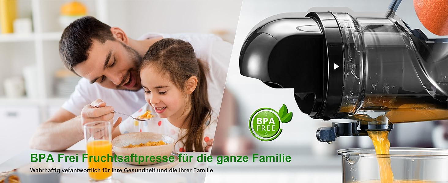 Електричний соковитискач Fretta Slow Juicer: холодний віджим, 76 мм, для овочів та фруктів, чорний