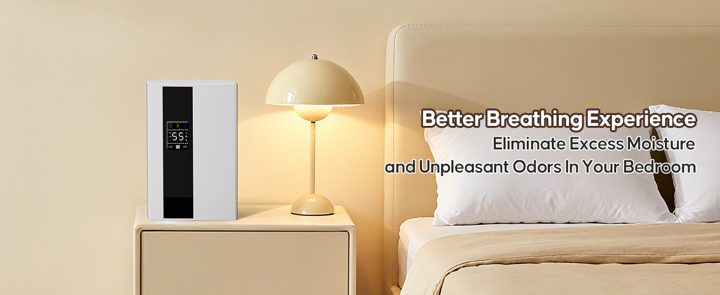 Електричний осушувач повітря 2200 мл з пульт дистанційного керування та LED дисплеєм, тихий (＜30dB), автовимкнення, таймер 24 год, режим сну для спальні, ванної кімнати, підвалу до 25㎡